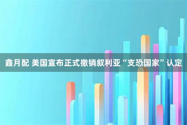 鑫月配 美国宣布正式撤销叙利亚“支恐国家”认定