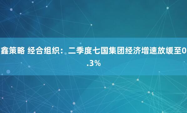 鑫策略 经合组织：二季度七国集团经济增速放缓至0.3%